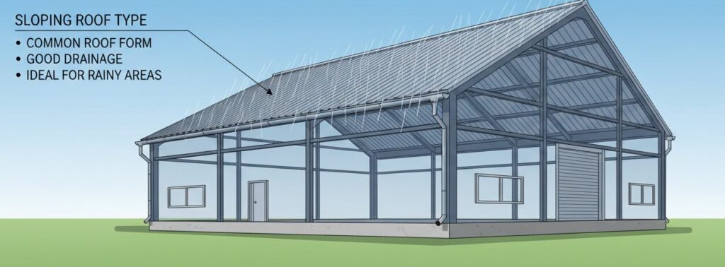 Sloping roof prefabricated warehouse