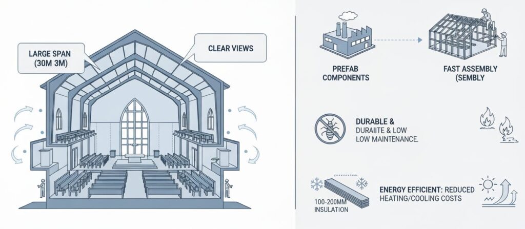 Steel Structure Church Buildings Characteristics