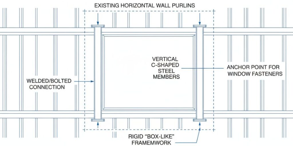 In structural construction, the first step in installing windows is constructing the frame.