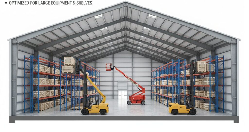 Single-storey high-space warehouse
