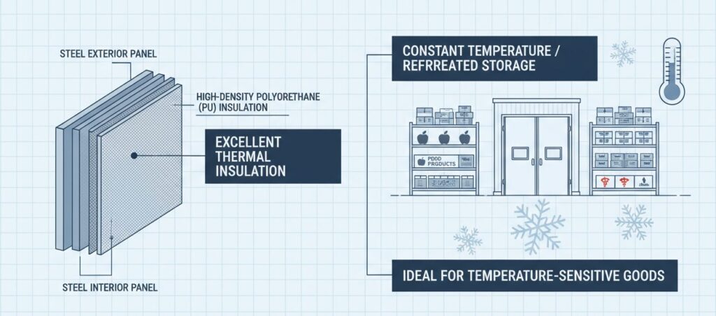 Constant temperature/refrigerated prefabricated warehouse