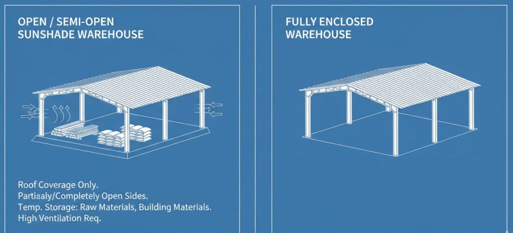 Open/semi-open sunshade warehouse
