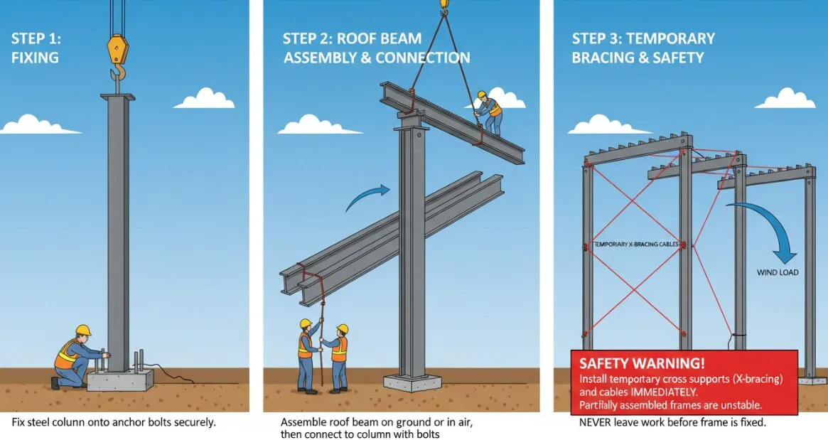 Steel Column Rigging How To Erect A Steel Building
