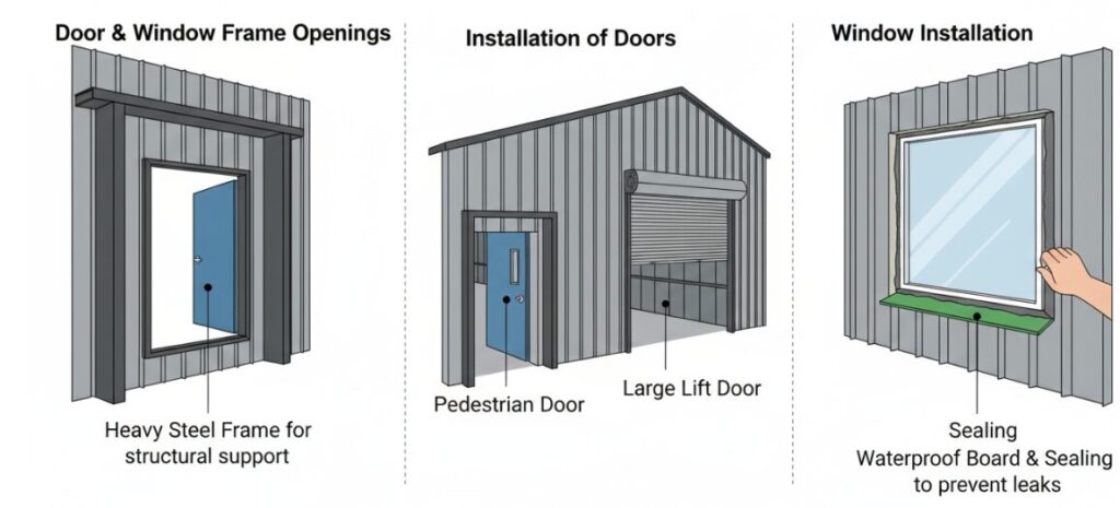 How to construct windows and doors for steel-framed buildings