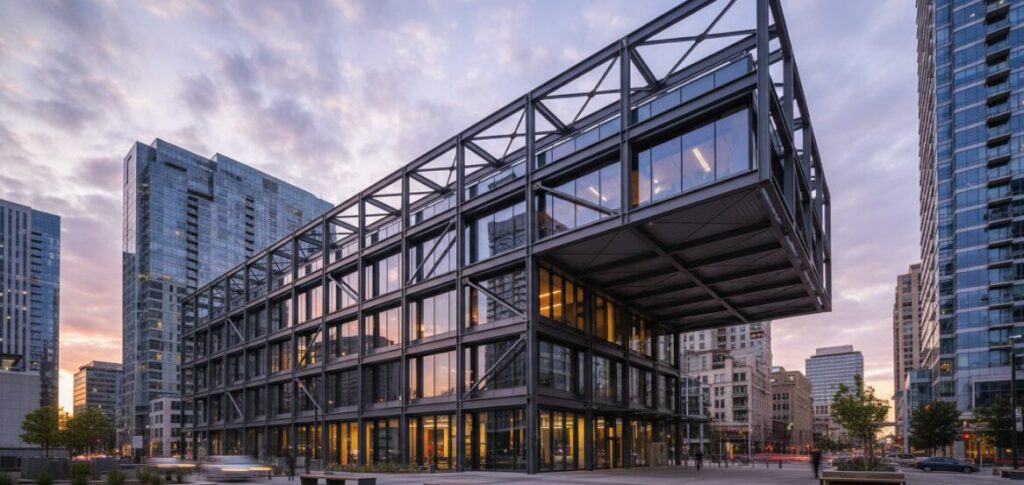 Schematic diagram of a structural steel building