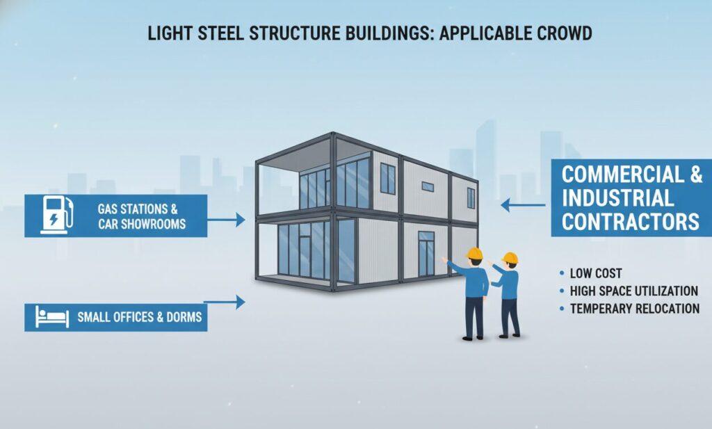 Light Steel Structure Building Applicable crowd To Commercial and industrial contractors
