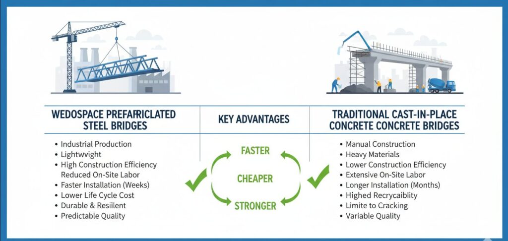 Prefabricated Steel Bridges Comparison Points