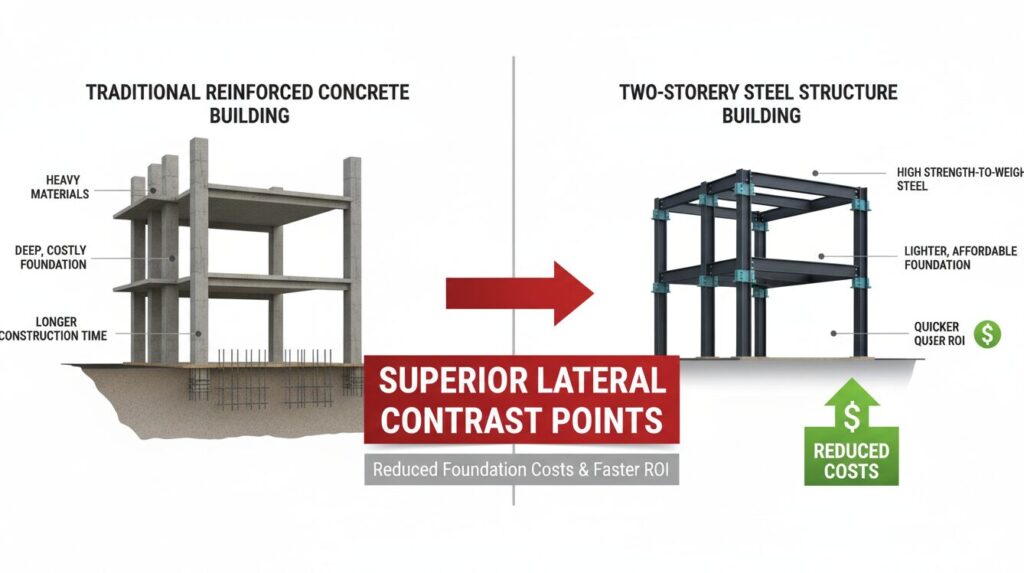 Two Storey Steel Structure Building lateral contrast points
