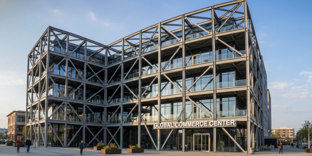 Photos of steel structure commercial buildings