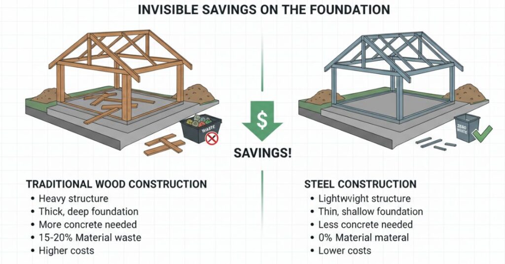 Steel-framed houses are cheaper to build than traditional houses.