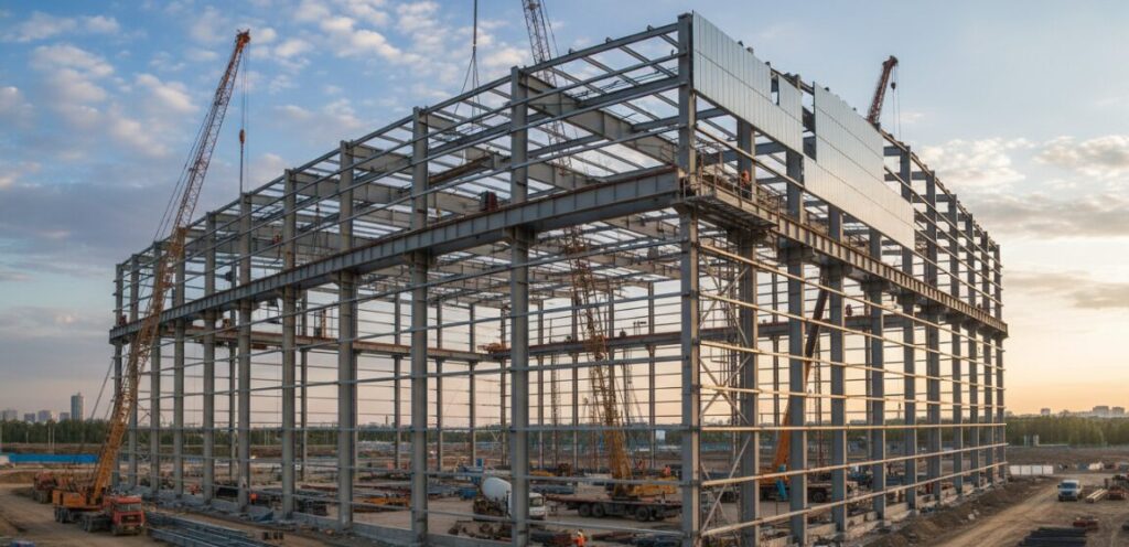 Schematic diagram of a steel structure factory building