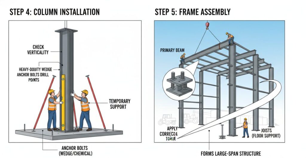 Steps for constructing a steel mezzanine