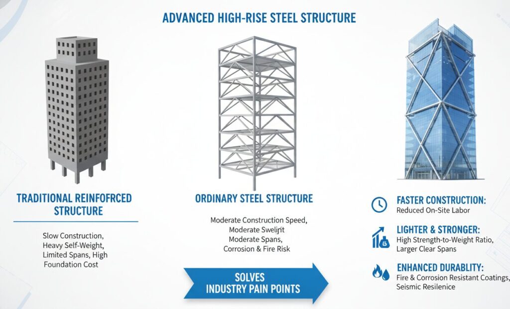 High Rise Building Steel Structure Comparison Points