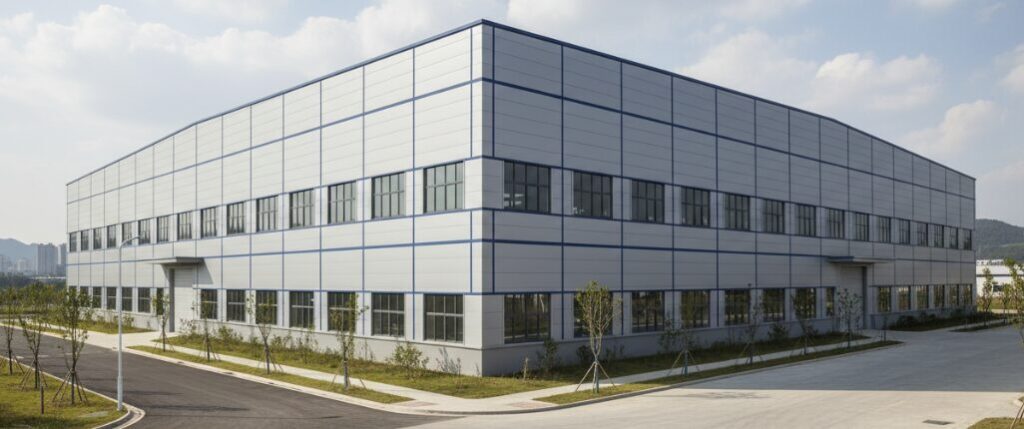 Panoramic view of steel structure building