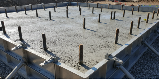 Close-up image of foundation anchor bolt positioning