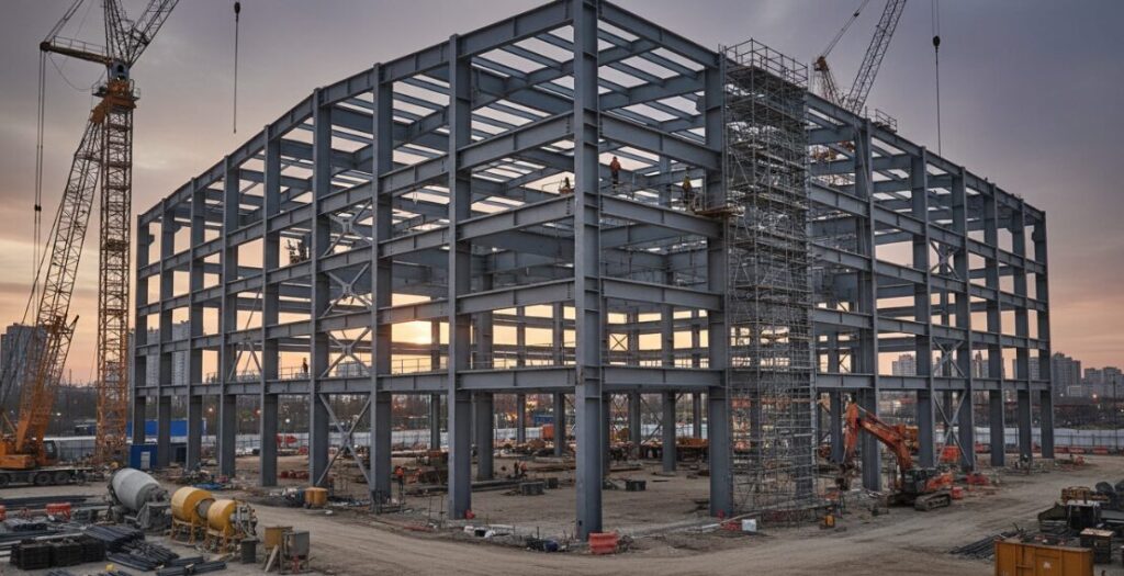 Tall and sturdy pure steel structural frame