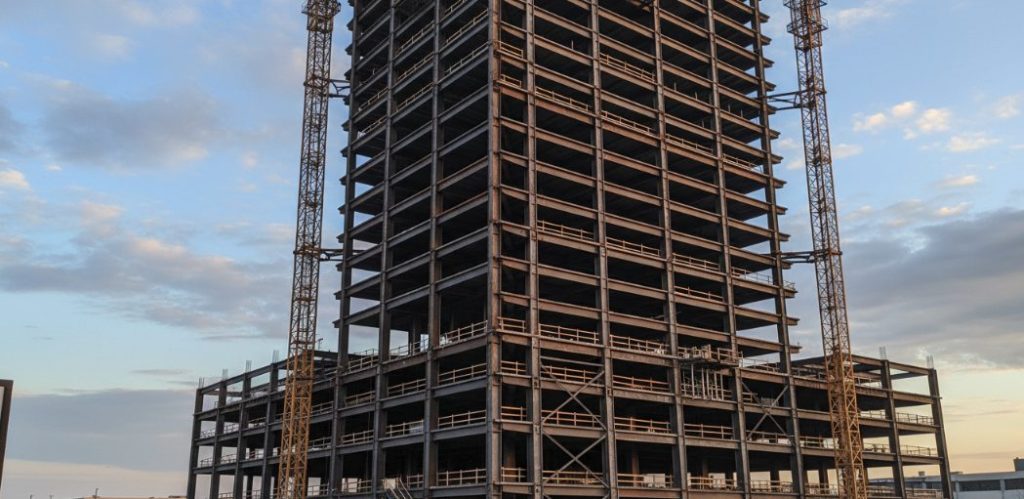 Skeleton Diagram of a Steel-Structured Skyscraper