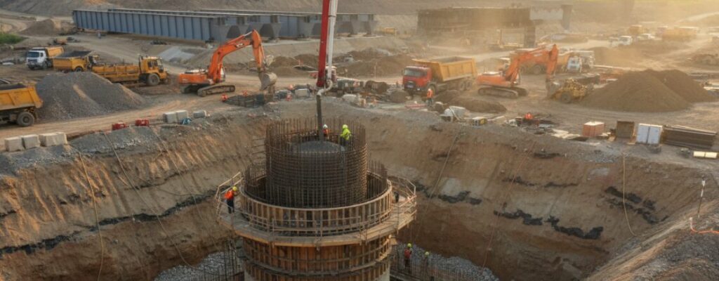 Casting bridge piers