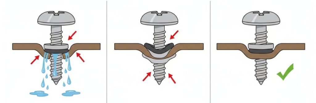 Diagram showing different screw tightness conditions