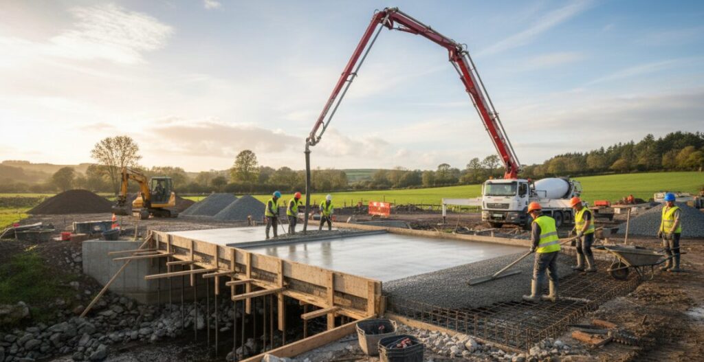 Concrete pouring site